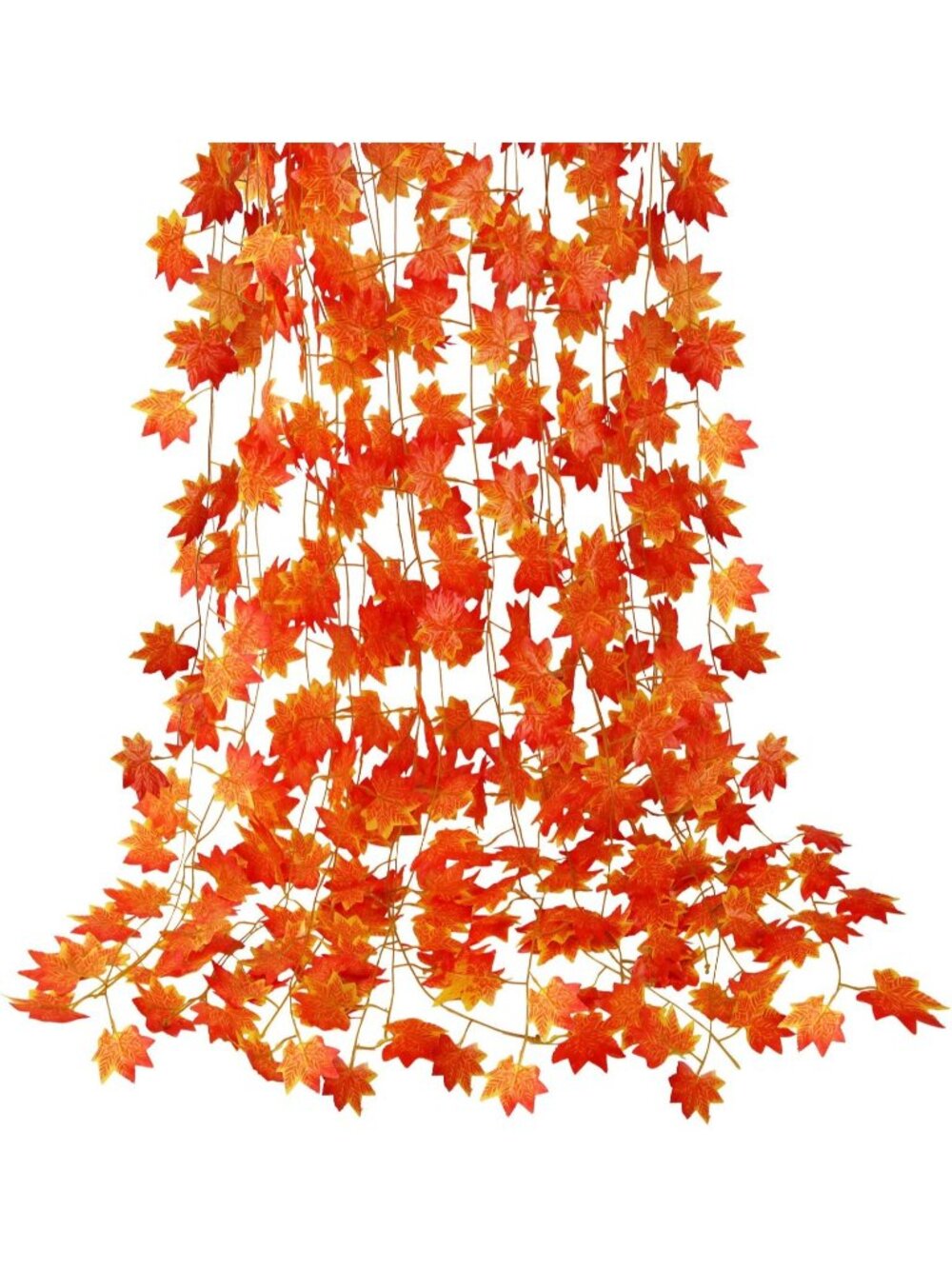 New 12 Pack Fall Leaf Garland Hanging Vines Garland Artificial Fall Maple Leaves